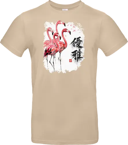 Elegante Flamingos – Japanische Tuschemalerei & Aquarell
