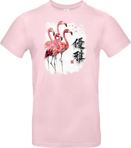 Elegante Flamingos – Japanische Tuschemalerei & Aquarell