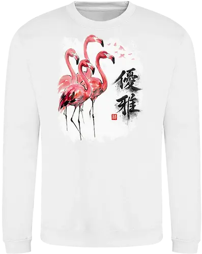 Elegante Flamingos – Japanische Tuschemalerei & Aquarell