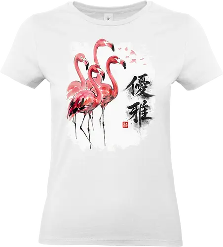 Elegante Flamingos – Japanische Tuschemalerei & Aquarell