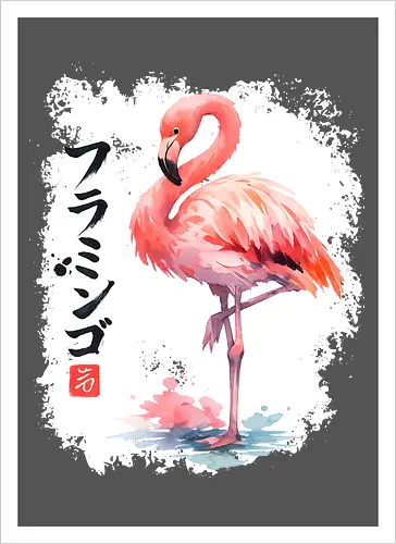 Flamingo – Japanische Sumi-e Aquarellkunst