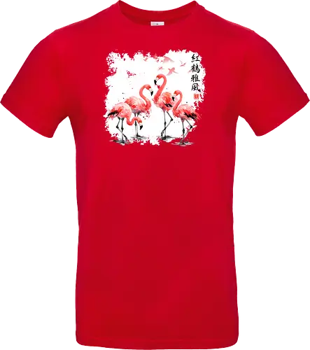 Rosa Flamingos – Japanische Aquarell Vogelkunst