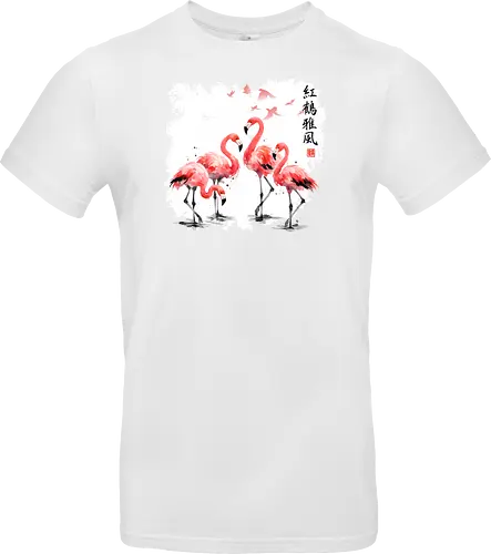 Rosa Flamingos – Japanische Aquarell Vogelkunst