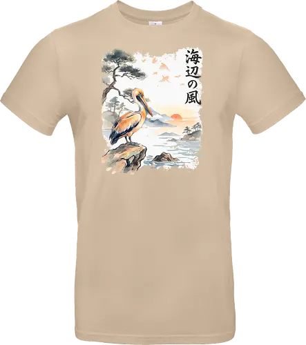Japanischer Küstenvogel – Sumi-e Landschaft & Naturkunst