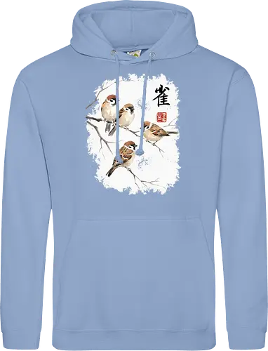 Japanische Sperlinge – Sumi-e Vogelkunst mit Aquarell