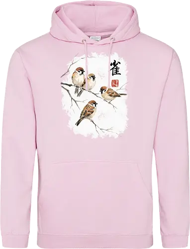 Japanische Sperlinge – Sumi-e Vogelkunst mit Aquarell