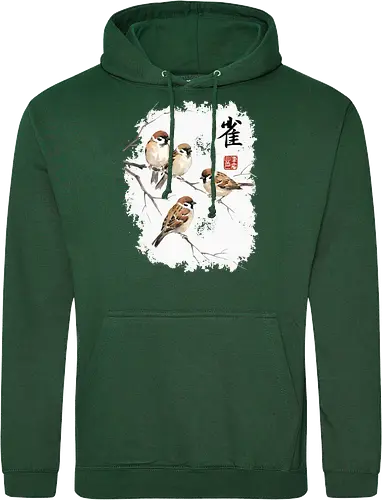 Japanische Sperlinge – Sumi-e Vogelkunst mit Aquarell