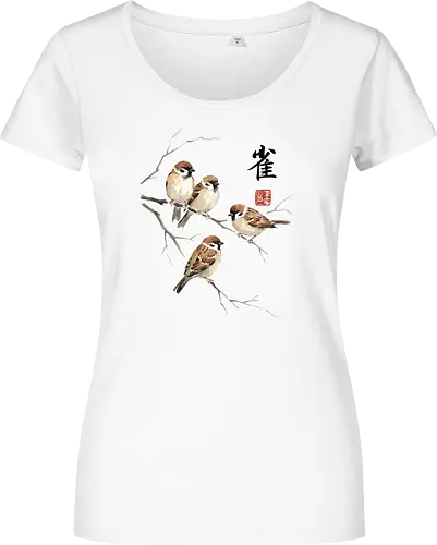 Japanische Sperlinge – Sumi-e Vogelkunst mit Aquarell