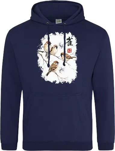 Japanische Sperlinge – Sumi-e Vogelkunst mit Aquarell