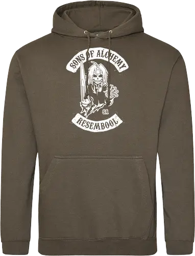 Vintage Biker Club Abzeichen mit Skelett Alchemist - Vintage Anime Druck, exklusives Rebell Design, Vintage Patch Shirt, Geek Biker Kunst, Alchemie Anime Druck, Nerd Biker Design, Premium Vintage Shirt, Vintage Biker Club Abzeichen, Fullmetal Alchemist, Sons of Anarchy, Edward Elric, FMA Brotherhood, Resembool, mashup anime, Sons of Alchemy, Skelett Alchemist Kunst, Anime Biker Patch, Vintage schwarz weiß Design, Rebell Club Druck, Anime Motorrad Kunst, Skelett Alchemie Design, Biker Geek Shirt - Standard Hoodie