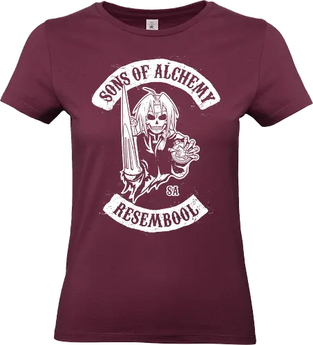 Vintage Biker Club Abzeichen mit Skelett Alchemist - Vintage Anime Druck, exklusives Rebell Design, Vintage Patch Shirt, Geek Biker Kunst, Alchemie Anime Druck, Nerd Biker Design, Premium Vintage Shirt, Vintage Biker Club Abzeichen, Fullmetal Alchemist, Sons of Anarchy, Edward Elric, FMA Brotherhood, Resembool, mashup anime, Sons of Alchemy, Skelett Alchemist Kunst, Anime Biker Patch, Vintage schwarz weiß Design, Rebell Club Druck, Anime Motorrad Kunst, Skelett Alchemie Design, Biker Geek Shirt - Standard T-Shirt (Women)