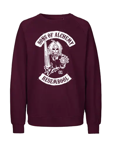 Vintage Biker Club Abzeichen mit Skelett Alchemist - Vintage Anime Druck, exklusives Rebell Design, Vintage Patch Shirt, Geek Biker Kunst, Alchemie Anime Druck, Nerd Biker Design, Premium Vintage Shirt, Vintage Biker Club Abzeichen, Fullmetal Alchemist, Sons of Anarchy, Edward Elric, FMA Brotherhood, Resembool, mashup anime, Sons of Alchemy, Skelett Alchemist Kunst, Anime Biker Patch, Vintage schwarz weiß Design, Rebell Club Druck, Anime Motorrad Kunst, Skelett Alchemie Design, Biker Geek Shirt - Fairtrade Sweatshirt