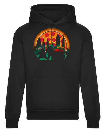 TMNT - Slices of City Adventure - Turtle, 90s, cartoons, donatello, leonardo, master splinter, michelangelo, new york, pizza, raphael, shredder, turtles, movie, pizza lover, tv shows - Heavyweight Hoodie