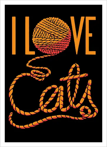 I love cats - Cats, Cat, Cat lover - Artprint