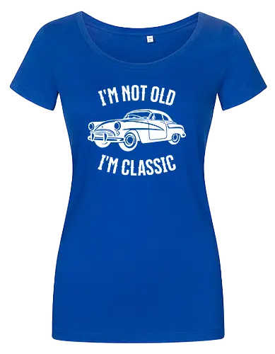 Ich bin nicht alt, ich bin ein Klassiker - Ich bin nicht alt ich bin ein Klassiker, Oldtimer, Oldtimer Fan, Klassiker Auto, Vintage Auto, Retro Auto, Auto Liebhaber, Automobil, Klassiker Fahrzeug, Nostalgie, Mechaniker, Werkstatt, Autosammler, Auto Treffen, Garagenleben, Retro Stil, Klassiker Design, Fahrzeug Liebhaber, Auto Geschenk, Oldschool, Klassiker, Auto Humor, Historisches Auto, Retro Fahrzeug, Automobilkunst - Women T-Shirt