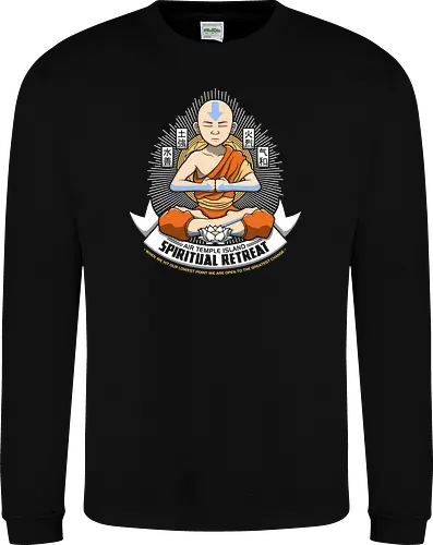 Meditierender Mönch - Spirituelles Vier-Nationen Emblem - meditierender Mönch Emblem, vier Elemente spirituell, Aang, Avatar, Avatar The Last Airbender, Air Temple Island, Katara, Sokka, Toph, Zuko, orientalischer Mönch Kunst, spirituelles Anime Design, Meditation Geek Druck, orientales Emblem Kunst, Mönch meditieren Shirt, vier Nationen Design, exklusiver spiritueller Druck, buddhistischer Geek Kunst, spirituelles Anime Shirt, Premium orientales Design, orangener Mönch Druck, vier Elemente Kanji Kunst, spirituelles Geek Shirt - Sweatshirt