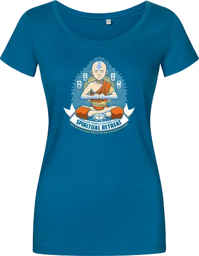 Meditierender Mönch - Spirituelles Vier-Nationen Emblem - meditierender Mönch Emblem, vier Elemente spirituell, Aang, Avatar, Avatar The Last Airbender, Air Temple Island, Katara, Sokka, Toph, Zuko, orientalischer Mönch Kunst, spirituelles Anime Design, Meditation Geek Druck, orientales Emblem Kunst, Mönch meditieren Shirt, vier Nationen Design, exklusiver spiritueller Druck, buddhistischer Geek Kunst, spirituelles Anime Shirt, Premium orientales Design, orangener Mönch Druck, vier Elemente Kanji Kunst, spirituelles Geek Shirt - Women T-Shirt