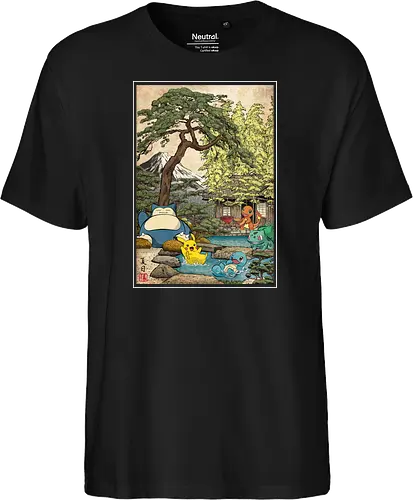 Chilling days in Japan - anime, manga, japan, japanese art, video games, ukiyo e, retro, Pocket - Fairtrade T-Shirt