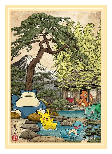 Chilling days in Japan - anime, manga, japan, japanese art, video games, ukiyo e, retro, Pocket - Artprint