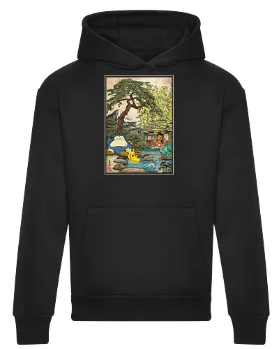 Chilling days in Japan - anime, manga, japan, japanese art, video games, ukiyo e, retro, Pocket - Heavyweight Hoodie