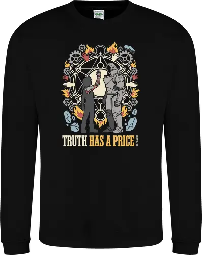 Gate of Truth: The Cost of Alchemy - Elric brothers graphic tee, Gate of Truth apparel, transmutation circle design, dark fantasy anime streetwear, FMAB aesthetic clothing, automail arm graphic, shonen manga fashion, nostalgic anime merch, symbolic otaku tee - Sweatshirt