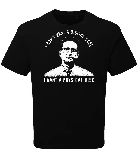 Falling Down Discs - falling down, funny, gaming, gamers, physical, copies, disks, cds, blu rays, digital downloads - Oversize T-Shirt