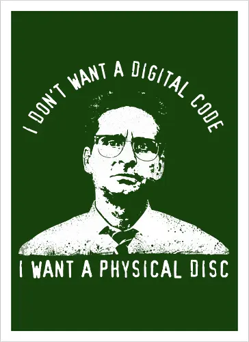 Falling Down Discs - falling down, funny, gaming, gamers, physical, copies, disks, cds, blu rays, digital downloads - Artprint