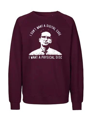 Falling Down Discs - falling down, funny, gaming, gamers, physical, copies, disks, cds, blu rays, digital downloads - Fairtrade Sweatshirt