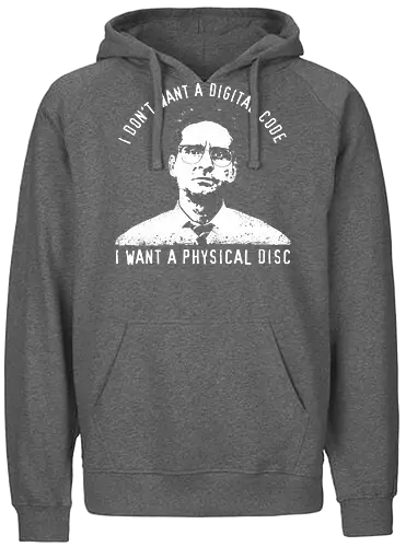 Falling Down Discs - falling down, funny, gaming, gamers, physical, copies, disks, cds, blu rays, digital downloads - Fairtrade Hoodie