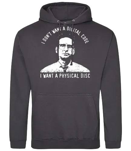 Falling Down Discs - falling down, funny, gaming, gamers, physical, copies, disks, cds, blu rays, digital downloads - Standard Hoodie