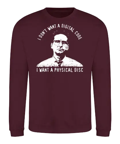 Falling Down Discs - falling down, funny, gaming, gamers, physical, copies, disks, cds, blu rays, digital downloads - Sweatshirt