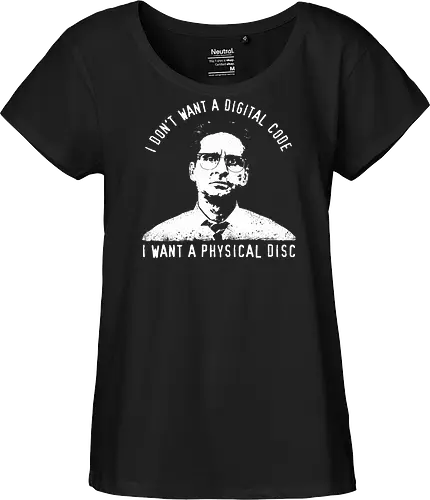Falling Down Discs - falling down, funny, gaming, gamers, physical, copies, disks, cds, blu rays, digital downloads - Fairtrade Girl Shirt