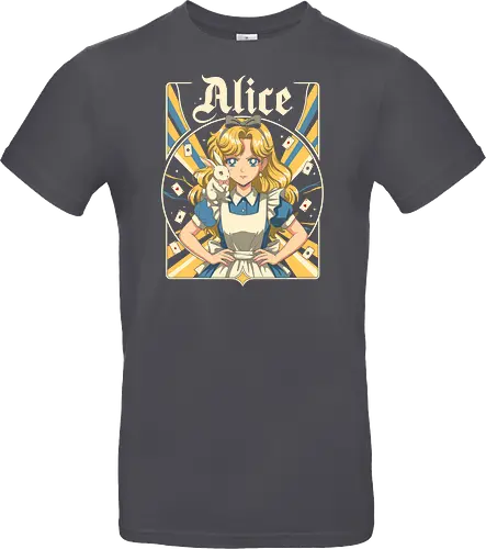 Alice - alice, wonderland, fantasy, fairytale, rabbit, magic, storybook, anime, manga, kawaii, retro, vintage, geek, classic, adventure, curious, dream, dreamy, whimsical, fantastic, tea, queen, cards, aesthetic, illustration, art, magical, nostalgia, fable, fairy - Standard T-Shirt