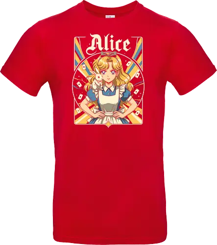 Alice - alice, wonderland, fantasy, fairytale, rabbit, magic, storybook, anime, manga, kawaii, retro, vintage, geek, classic, adventure, curious, dream, dreamy, whimsical, fantastic, tea, queen, cards, aesthetic, illustration, art, magical, nostalgia, fable, fairy - Standard T-Shirt