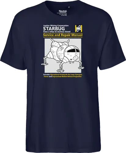 Weltraum Insekten-Shuttle Technisches Servicehandbuch Bergbau - Weltraum Insekten-Shuttle Handbuch, Bergbaugesellschaft Shuttle, Sci-Fi Servicehandbuch Parodie, Vintage Raumschiff Design, Geek Shuttle Druck, humoristisches Servicehandbuch Kunst, britisches Sci-Fi Shirt, Insekten-Schiff Design, Red Dwarf, Starbug, Jupiter Mining Corporation, JMC, Dave Lister, Arnold Rimmer, The Cat, Kryten, Sci-Fi Komödie Druck, Weltraum technische Parodie Kunst, Geek Humor Shirt, Vintage Raumshuttle Design, Gesellschaftsschiff Druck, humoristische Sci-Fi Kunst, Premium Nerd Shirt - Fairtrade T-Shirt
