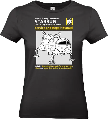 Weltraum Insekten-Shuttle Technisches Servicehandbuch Bergbau - Weltraum Insekten-Shuttle Handbuch, Bergbaugesellschaft Shuttle, Sci-Fi Servicehandbuch Parodie, Vintage Raumschiff Design, Geek Shuttle Druck, humoristisches Servicehandbuch Kunst, britisches Sci-Fi Shirt, Insekten-Schiff Design, Red Dwarf, Starbug, Jupiter Mining Corporation, JMC, Dave Lister, Arnold Rimmer, The Cat, Kryten, Sci-Fi Komödie Druck, Weltraum technische Parodie Kunst, Geek Humor Shirt, Vintage Raumshuttle Design, Gesellschaftsschiff Druck, humoristische Sci-Fi Kunst, Premium Nerd Shirt - Standard T-Shirt (Women)