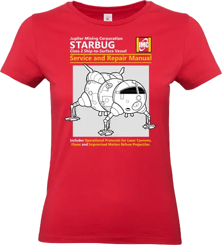 Weltraum Insekten-Shuttle Technisches Servicehandbuch Bergbau - Weltraum Insekten-Shuttle Handbuch, Bergbaugesellschaft Shuttle, Sci-Fi Servicehandbuch Parodie, Vintage Raumschiff Design, Geek Shuttle Druck, humoristisches Servicehandbuch Kunst, britisches Sci-Fi Shirt, Insekten-Schiff Design, Red Dwarf, Starbug, Jupiter Mining Corporation, JMC, Dave Lister, Arnold Rimmer, The Cat, Kryten, Sci-Fi Komödie Druck, Weltraum technische Parodie Kunst, Geek Humor Shirt, Vintage Raumshuttle Design, Gesellschaftsschiff Druck, humoristische Sci-Fi Kunst, Premium Nerd Shirt - Standard T-Shirt (Women)