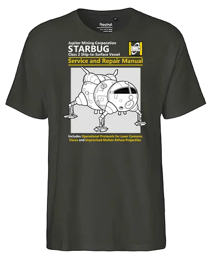 Weltraum Insekten-Shuttle Technisches Servicehandbuch Bergbau - Weltraum Insekten-Shuttle Handbuch, Bergbaugesellschaft Shuttle, Sci-Fi Servicehandbuch Parodie, Vintage Raumschiff Design, Geek Shuttle Druck, humoristisches Servicehandbuch Kunst, britisches Sci-Fi Shirt, Insekten-Schiff Design, Red Dwarf, Starbug, Jupiter Mining Corporation, JMC, Dave Lister, Arnold Rimmer, The Cat, Kryten, Sci-Fi Komödie Druck, Weltraum technische Parodie Kunst, Geek Humor Shirt, Vintage Raumshuttle Design, Gesellschaftsschiff Druck, humoristische Sci-Fi Kunst, Premium Nerd Shirt - Fairtrade T-Shirt
