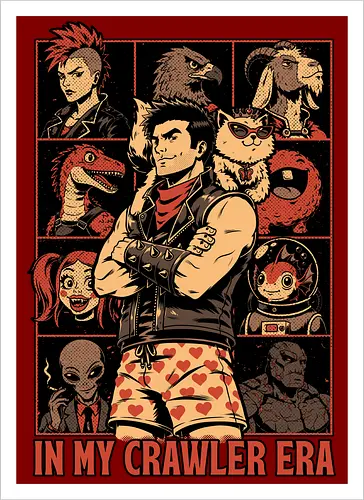 Dungeon Crawler Era - Nerd, Geek, Fantasy, Adventure, Rpg, Litrpg, Book, Books, Bookworm, Science Fantasy, Science Fiction, Scifi, Cat, Pet, Donut, Funny, Post-apocalyptic, Apocalypse, Post Apocalyptic, Apocalyptic Cats, Postapocalypse, Post-apocalypse, Poster, Parody, Dinosaur, Velociraptor, Vintage, Retro, Retro Vintage, Retro Advertising, Retro Publicity, Mashup, Eras, Eras Tour, Music, Show, Tour, World Tour, Tour Poster - Artprint