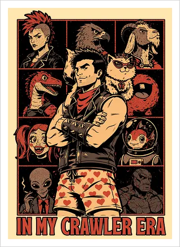 Dungeon Crawler Era - Nerd, Geek, Fantasy, Adventure, Rpg, Litrpg, Book, Books, Bookworm, Science Fantasy, Science Fiction, Scifi, Cat, Pet, Donut, Funny, Post-apocalyptic, Apocalypse, Post Apocalyptic, Apocalyptic Cats, Postapocalypse, Post-apocalypse, Poster, Parody, Dinosaur, Velociraptor, Vintage, Retro, Retro Vintage, Retro Advertising, Retro Publicity, Mashup, Eras, Eras Tour, Music, Show, Tour, World Tour, Tour Poster - Artprint