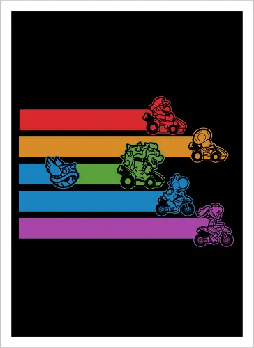Kart Shell Game - game, games, video game, video games, vintage, retro, vintage retro, classic, classic video game, classic video games, classic game, classic games, kart, nerd, geek, cool - Artprint