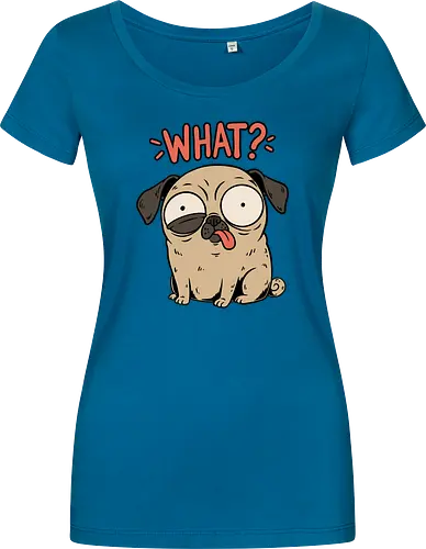 Pug Dog Funny - Pug, Dog, Funny, Fun, Pet, Animal, Cool, Just Awesome, Awesome, Lost, Cute, Life, Derpy, What, Dumb, Pugs, Original Art - Women T-Shirt
