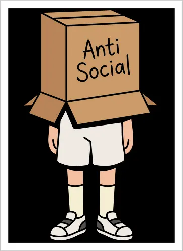 The Introvert's Armor: Anti-Social Box Head - anti social shirt, introvert graphic tee, box head design, funny antisocial apparel, minimalist aesthetic clothing, shy person merch, relatable quote shirt, indie streetwear fashion, quirky graphic tee, soft aesthetic apparel - Artprint