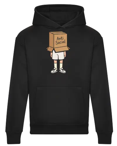 The Introvert's Armor: Anti-Social Box Head - anti social shirt, introvert graphic tee, box head design, funny antisocial apparel, minimalist aesthetic clothing, shy person merch, relatable quote shirt, indie streetwear fashion, quirky graphic tee, soft aesthetic apparel - Heavyweight Hoodie