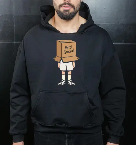 The Introvert's Armor: Anti-Social Box Head - anti social shirt, introvert graphic tee, box head design, funny antisocial apparel, minimalist aesthetic clothing, shy person merch, relatable quote shirt, indie streetwear fashion, quirky graphic tee, soft aesthetic apparel - Cropped Hoodie