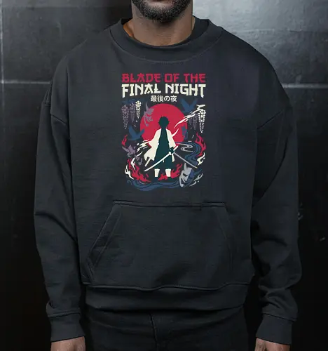 Sun Swordsman - Demon Slayer inspired shirt, anime swordsman graphic tee, Oni mask samurai apparel, dark fantasy anime streetwear, shonen manga clothing, Japanese sun katana design, aesthetic otaku fashion, demon hunter silhouette tee, wisteria anime merch, retro Japanese graphic shirt - Cropped Sweatshirt