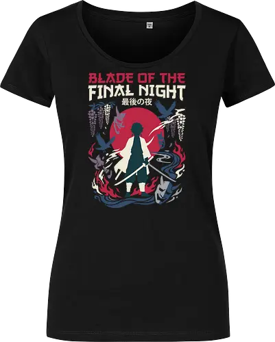 Sun Swordsman - Demon Slayer inspired shirt, anime swordsman graphic tee, Oni mask samurai apparel, dark fantasy anime streetwear, shonen manga clothing, Japanese sun katana design, aesthetic otaku fashion, demon hunter silhouette tee, wisteria anime merch, retro Japanese graphic shirt - Women T-Shirt