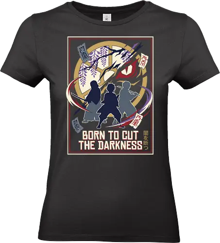 The Hunter Trio - Demon Slayer inspired shirt, anime swordsman graphic tee, demon hunter trio apparel, dark fantasy anime streetwear, shonen manga clothing, wisteria flower anime design, minimalist otaku fashion, Japanese talisman graphic, retro anime poster tee, cut the darkness shirt - Standard T-Shirt (Women)
