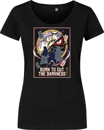 The Hunter Trio - Demon Slayer inspired shirt, anime swordsman graphic tee, demon hunter trio apparel, dark fantasy anime streetwear, shonen manga clothing, wisteria flower anime design, minimalist otaku fashion, Japanese talisman graphic, retro anime poster tee, cut the darkness shirt - Women T-Shirt