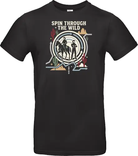 Spin Through the Wild - Jojo Steel Ball Run shirt, JJBA part 7 merch, Gyro and Johnny graphic tee, minimalist manga apparel, anime wild west streetwear, golden spin design, retro desert aesthetic clothing, shonen anime fashion, otaku racing graphic, Japanese text adventure shirt - Standard T-Shirt